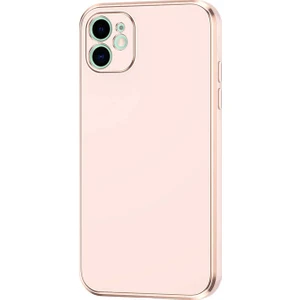 Apple iPhone 12 Kılıf Bark Parlak Silikon Renkli Kenarları Rose Bronz