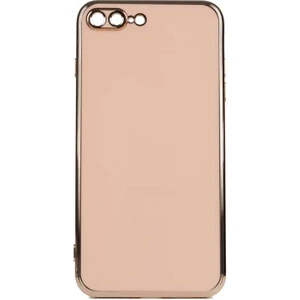 Apple iPhone 8 Plus Kılıf Bark Parlak Silikon Renkli Kenarları Rose Bronz