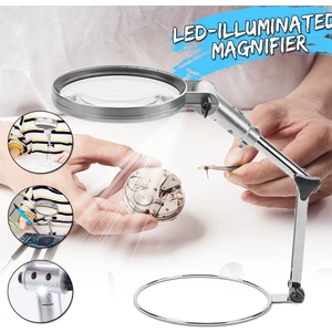 Guangdong Spirit Masaüstü Katlanabilir Jewely Izle Bozulma Büyüteç Cam 2.5x LED Işık Okuma Büyüteç Göz Büyüteç Standı Lambası