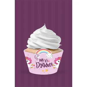 Neşeli Günlerim Unicorn Konsepti Cupcake Sargısı 8'li