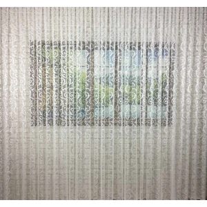 Nish Perde Lüks Örme Tül Perde Şal Desen 150 x 255 cm 1/3 Sık Pile