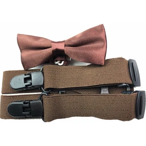 Kemer Sepeti Kahve Çocuk Pantolon Askısı ve Papyon Kombini