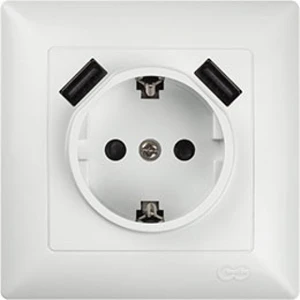 Günsan Vısage 2 USB Çıkışlı Çocuk Korumalı Topraklı Priz 5V Çerçeveli Beyaz