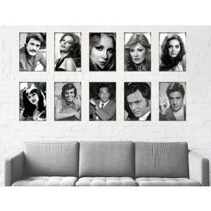 Trend Poster Yeşilçam Oyuncuları Siyah Beyaz Retro Ahşap Poster