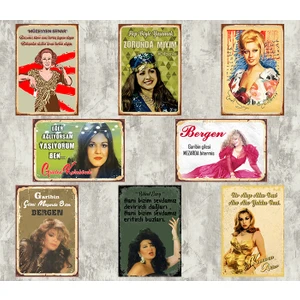 Trend Poster Arabeskin Kadınları Set Retro Ahşap Poster