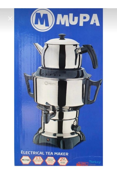 Mupa Elektrikli Çay Makinesi Inox/siyah Semaver Elektrikli Çaycı