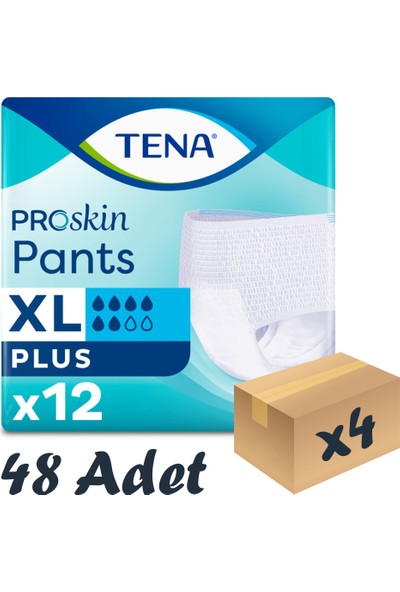 Tena Proskin Pants Plus Emici Külot, En Büyük Boy (Xl), 6 Damla, 12'Li 4 Paket 48 Adet