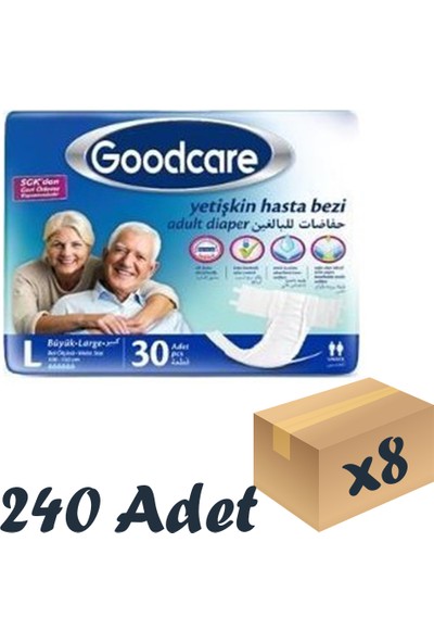 Good Care Goodcare Bel Bantlı Yetişkin Hasta Bezi Large 30'lu 8 Paket 240 Adet