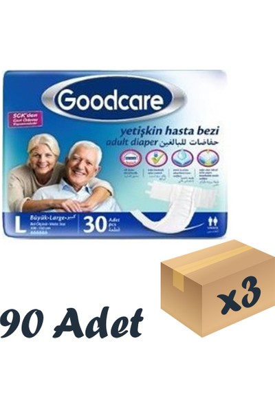 Good Care Goodcare Bel Bantlı Yetişkin Hasta Bezi Large 30'lu 3 Paket 90 Adet