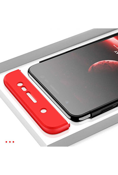 Roaks Aksesuar Samsung Galaxy J4 Plus Kılıf Double Dip Kapak (3 Parça 360 Koruma) Kırmızı