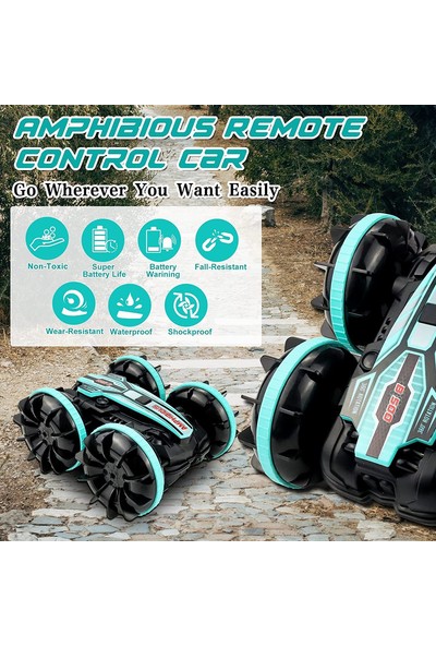 Liveasy Karada ve Suda Gidebilen Rc Hareket Kontrollü 2.4 Ghz 4WD Oyuncak Araba- Mavi (Yurt Dışından)