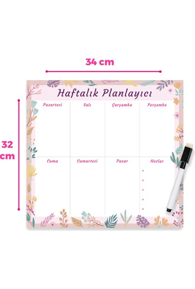 Miya Design Floral Haftalık Magnet Planlayıcı