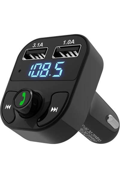 Car X8 Araç Fm Transmitter Bluetooth Çakmaklık Girişli USB Sd Kart Araç Mp3 Müzik Çalar Oto Teyp