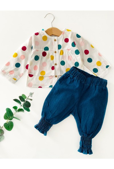 Colored Baby Kız Bebek Pantolon Gömlek Takım
