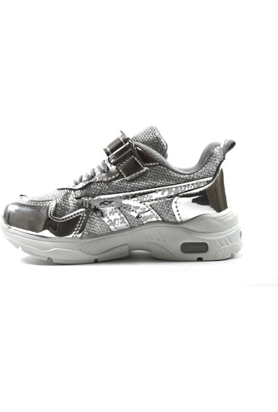 Maranta Gümüş Cırtlı Simli Işıklı Kız Çocuk Spor Ayakkabı
