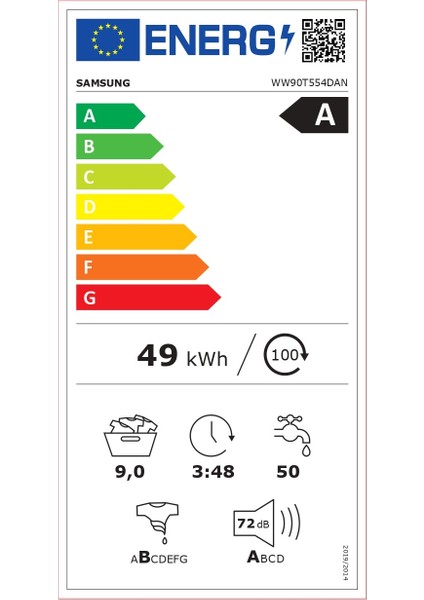 WW90T554DAN/AH 1400 Devir 9 kg Çamaşır Makinesi