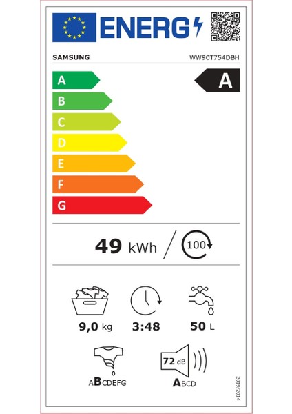 WW90T754DBH1AH 1400 Devir 9 kg Çamaşır Makinesi