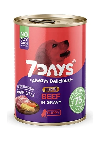 7days Tahılsız Taze Sığır Etli Soslu Yavru Köpek Konservesi 415 gr