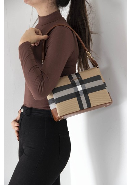 Silver Polo Kadın Çapraz Çanta Bej - Taba NV910