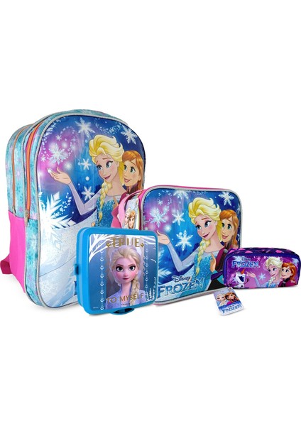 Frozen Orjinal Lisanslı Işıltılı Çanta, Beslenme Çantası,kalem Kutu ve Beslenme Kabı