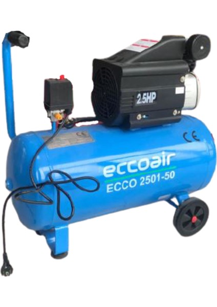 Ecco 2501-50 2.5 Hp 8 Bar 50 Lt Tek Kademe Pistonlu Kompresör