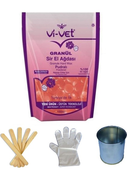 Vivet Granül Ağda Pudralı Yedek 1000 Gr (Inci-Boncuk Ağda) Cezve