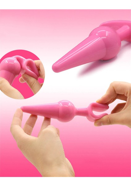 Silikon Anal Tıpa Vajinal Dildo Plug Pembe L Size