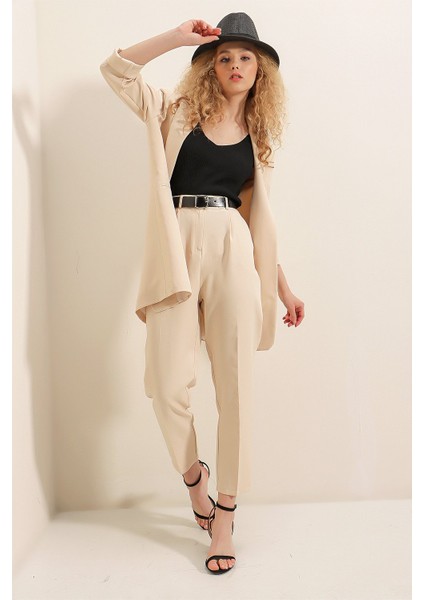 Kemerli Arka Lastik Pantolon