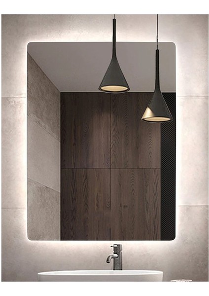 80X120 cm Ledli Ayna Banyo Aynası Dekoratif Ayna Boy Ayna Salon Duvar Ayna