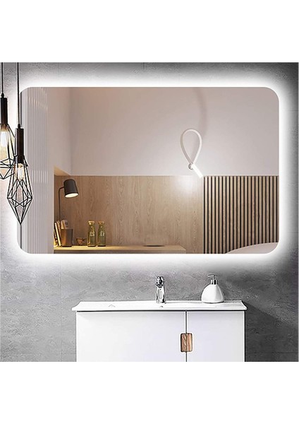 50X65 cm Ledli Ayna Banyo Aynası Dekoratif Ayna Boy Ayna Salon Duvar Ayna