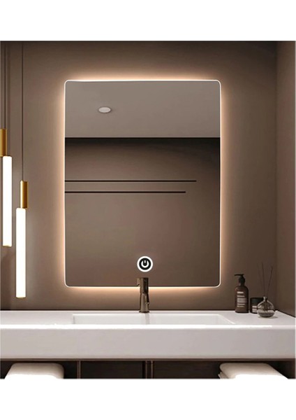 65X90 cm Dokunmatik Tuşlu Ledli Ayna Banyo Aynası Dekoratif Ayna Boy Ayna Salon Duvar Ayna