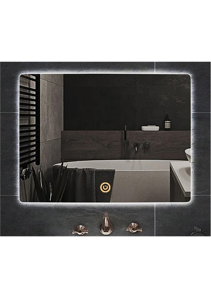 65X90 cm Dokunmatik Tuşlu Ledli Ayna Banyo Aynası Dekoratif Ayna Boy Ayna Salon Duvar Ayna indirimleri