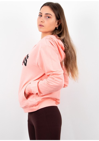 Kadın 2 Iplik Pembe Kapüşonlu Sweatshirt