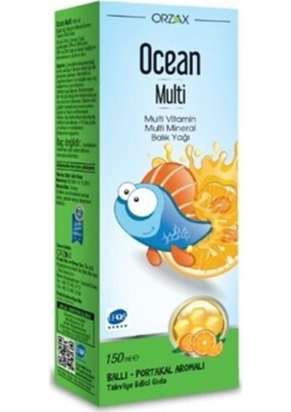 Takviye Edici Orzax Ocean Multi Şurup Ballı Portakal Aromalı Balık Yağı 150 ml