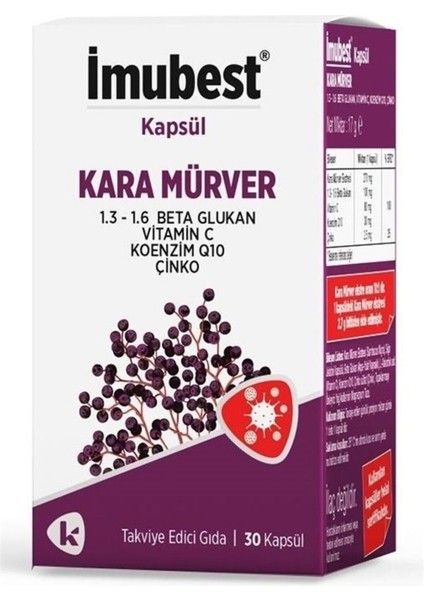 Imubest Kara Mürver Beta Glukan Vitamin C Koenzym Q-10 ve Çinko Içeren 30 Kapsül