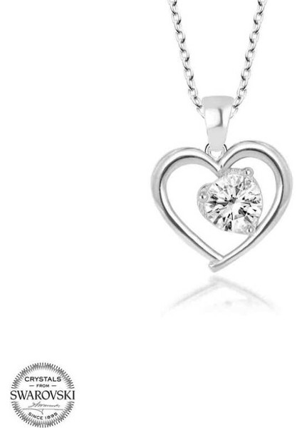 Swarovski Taşlı Kalp 925 Ayar Gümüş Kolye