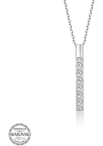Swarovski Taşlı Yedi Taş 925 Ayar Gümüş Kolye