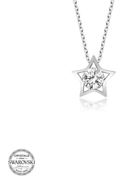 Swarovski Taşlı Yıldız 925 Ayar Gümüş Kolye