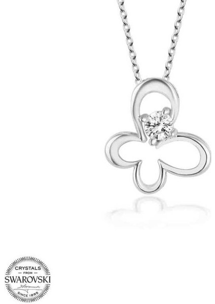 Swarovski Taşlı Kelebek 925 Ayar Gümüş Kolye