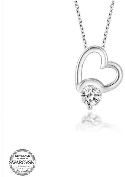 Swarovski Taşlı Kalp 925 Ayar Gümüş Kolye