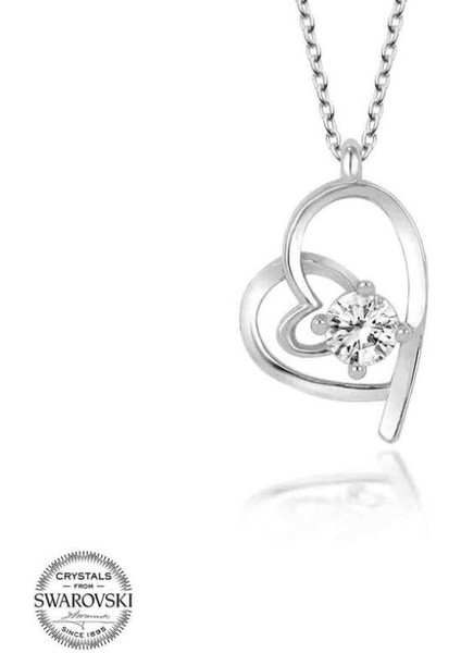 Swarovski Taşlı Tek Taş 925 Ayar Gümüş Kolye