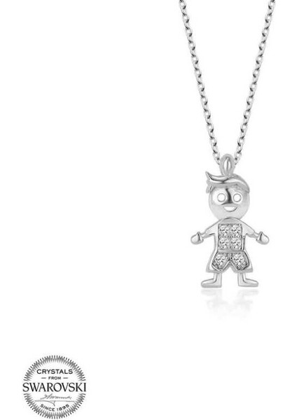 Swarovski Taşlı Çocuk 925 Ayar Gümüş Kolye