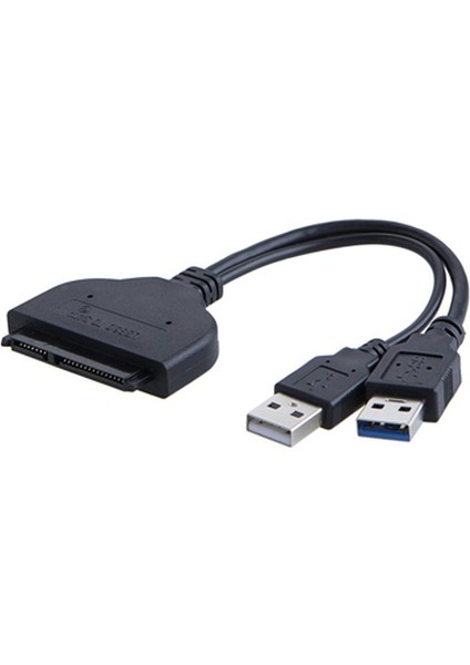 USB 3.0 - Sata 22PIN Veri Gelişmiş Güç Kablosu Adaptörü, 2.5 Inç HDD Sabit Disk Sürücü Kablosu, 0.15M/0.5FT, Siyah(Yurt Dışından)