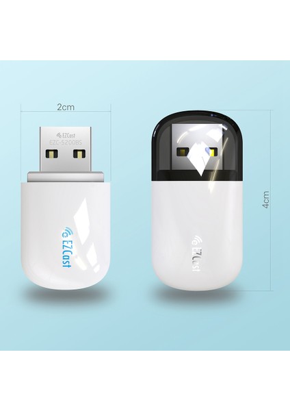 Ezcast Kablosuz USB Wifi Adaptörü - Beyaz (Yurt Dışından)