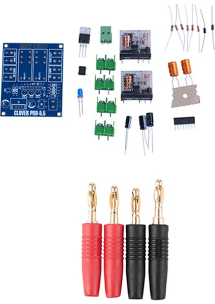 Adet 4mm B7 24K Müzik Hoparlör Kablosu Tel Pin Muz Fiş ve 1 Takım 12-24V Çift Röle 7812 + UPC1237 Hoparlör Kartı Modülü