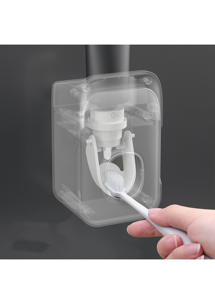 Toz Geçirmez Diş Fırçası Tutacağı ile Otomatik Diş Macunu Dispenseri Duvara Monte Diş Macunu Sıkacağı Tutacağı Banyo(Gri) modelleri