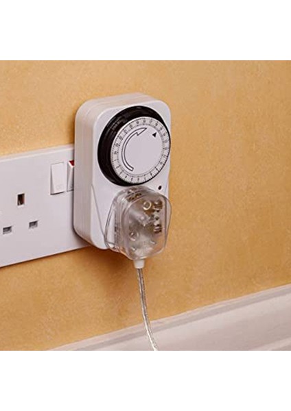 24 Saatlik Bölümlü Zamanlayıcı Anahtarı-Enerji Tasarrufu Fişi Zamanlayıcı Soketi Kiti-Programlanabilir Zaman Kontrol Cihazı ile 3-Pin Fiş Ingiltere Fişi