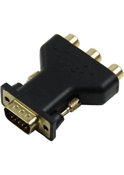 15 Pin VGA Erkek - 3 Rca Dişi M/f Adaptör Konektörü Dönüştürücü Siyah