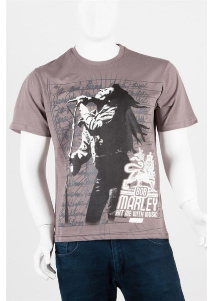 Dünyadan Hediyeler Bob Marley Unisex Pamuklu Regular Fit Gri Tişört Small