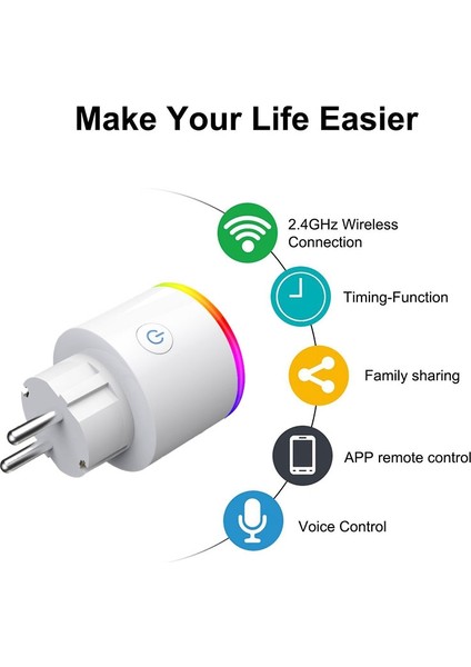 Wifi Akıllı Priz Rgb Kablosuz Güç Soketi Akıllı Yaşam / Tuya App Uzaktan Kumanda Alexa Google Home Au Tak Için Çalışmak indirimleri